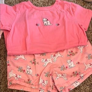 Kids Pink Cat shirt and short set